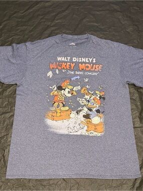 Disney Mickey Mouse The Band Concert Blue Graphic Tee Large
